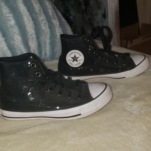 BLACK SEQUINED CONVERSE-NEW!!